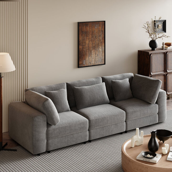 Merax Modern 3 Seater Sofa with 5 Pillows