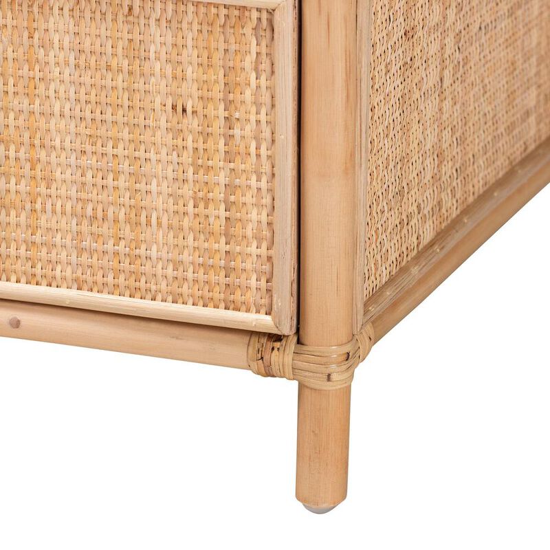 Bali & Pari Lalo Modern Bohemian Natural Brown Rattan 1-Drawer Nightstand