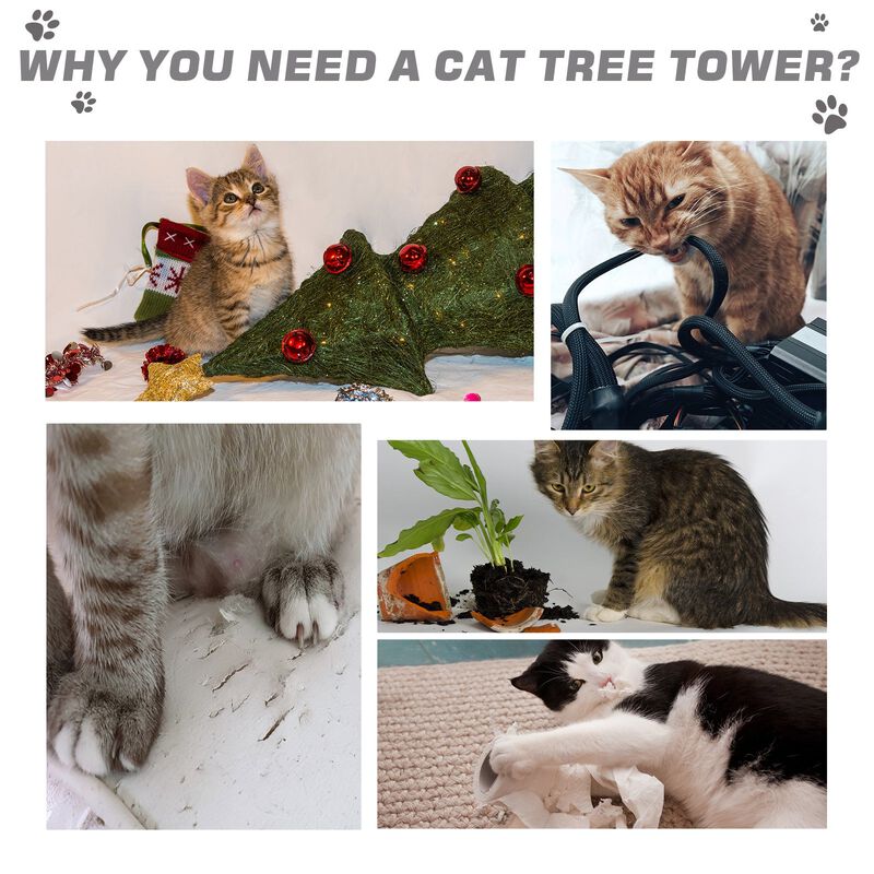 Gray Feline Playground: 40" 5-Level Revolving Cat Tree