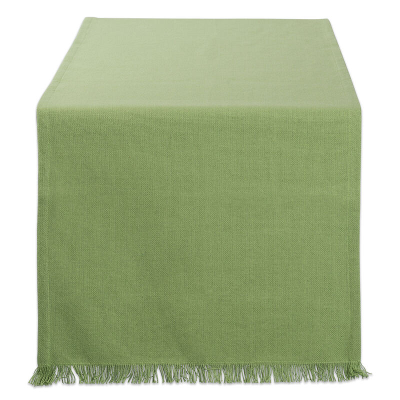 72" Green Solid Fringe Rectangular Table Runner