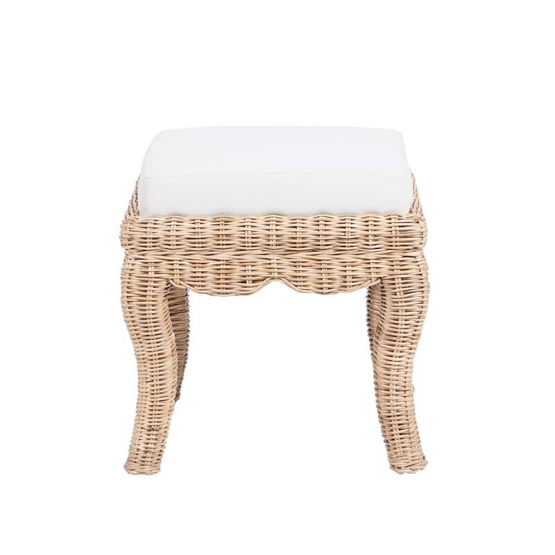 Rowan Bohemian Designer Woven Rattan/Wood Vanity Stool