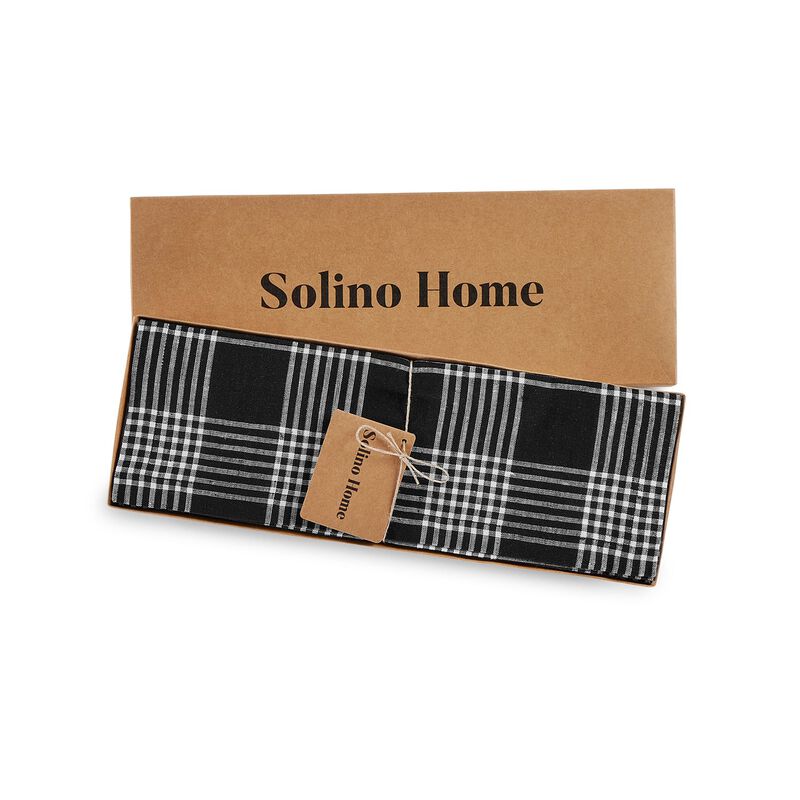 Solino Home 100% Pure Linen 14 x 19 Inch Placemats Set of 4 | Glen Check