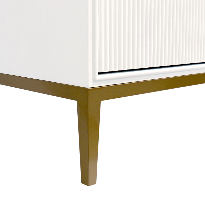 Pasargad Home Victoria Ivory Sideboard, 4 Doors, 2 Drawer with Bronze Metal Frame