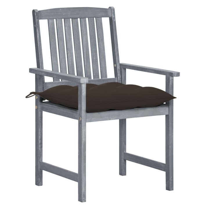 vidaXL Director's Chairs with Cushions 4 pcs Gray Solid Acacia Wood