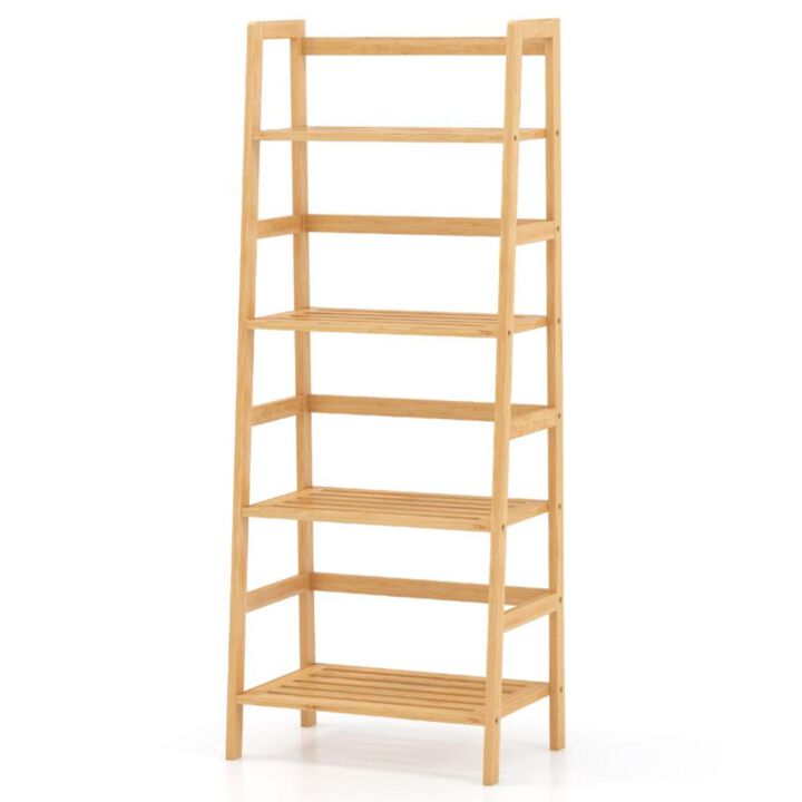Hivvago 47.5 Inch 4-Tier Multifunctional Bamboo Bookcase Storage Stand