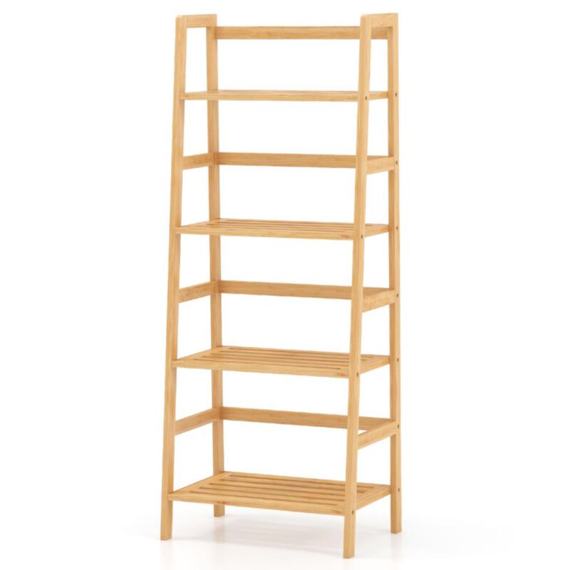 Hivvago 47.5 Inch 4-Tier Multifunctional Bamboo Bookcase Storage Stand