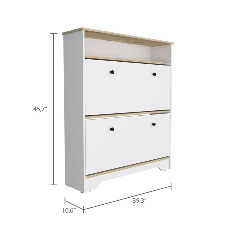 Cranberry 2-Shelf Shoe Rack Light Oak And White