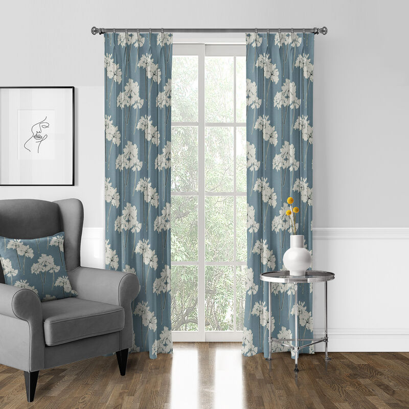 6ix Tailors Fine Linens Summerfield Blue Pinch Pleat Drapery Panel Pair