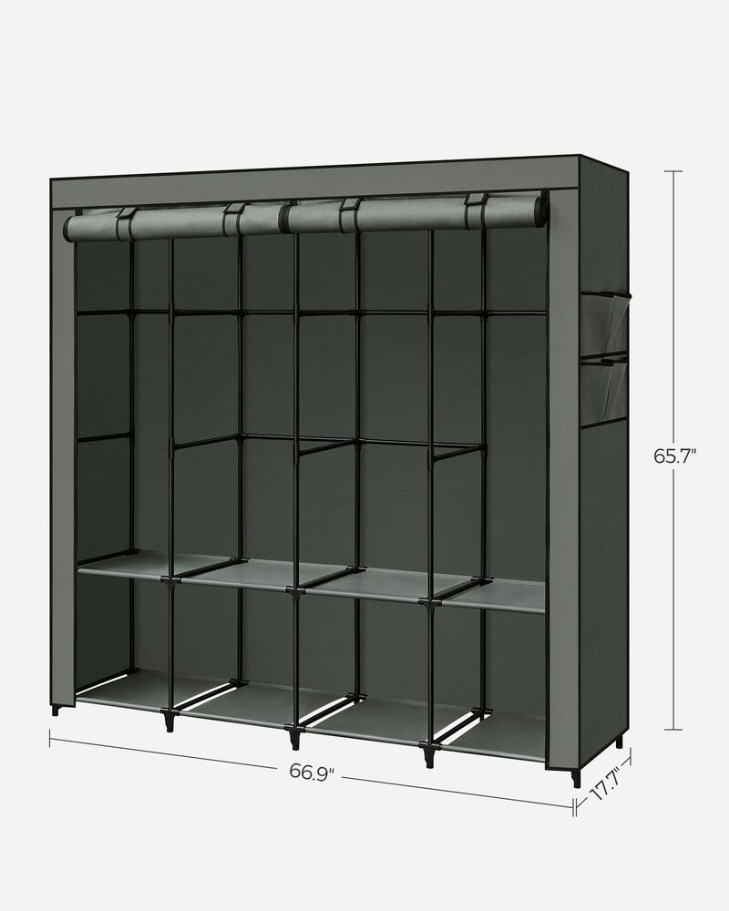 Portable Closet with Cover 4 Hanging Rods and Shelves