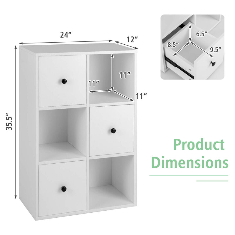 3-Tier Bookshelf with Anti-toppling Device for Living Room