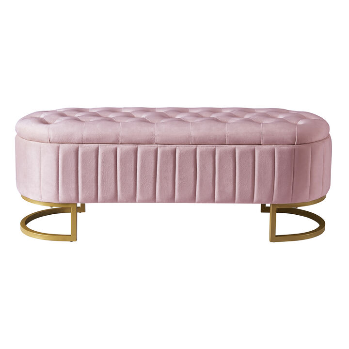Merax Upholstered Velvet Storage Ottoman Bench