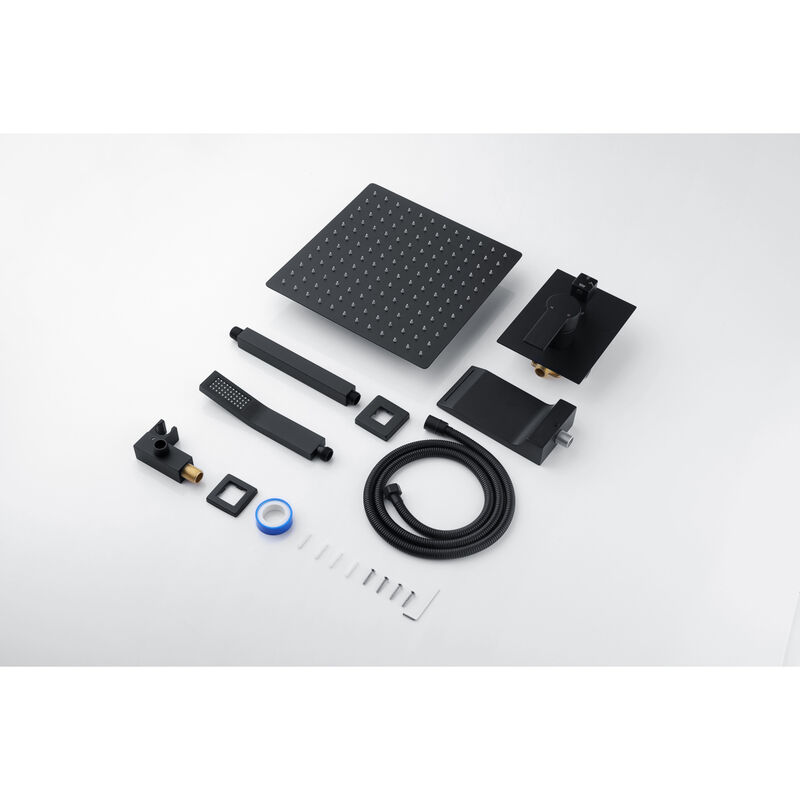 12 Inch Shower System With Waterfall Tub Spout And Handheld Shower Head