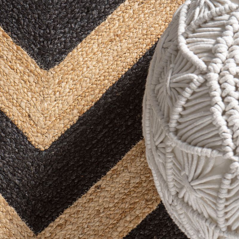 Piper Two Tone Chevron Round Jute Area Rug