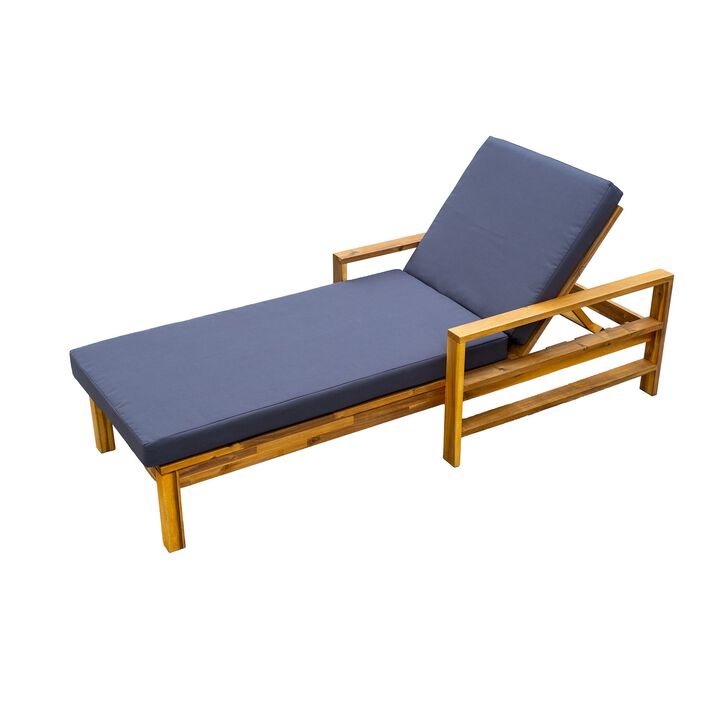 Mondawe Outdoor Patio Lounge Chair,3-Position Adjustable Backrest With Foam Cushion Lounge Chair