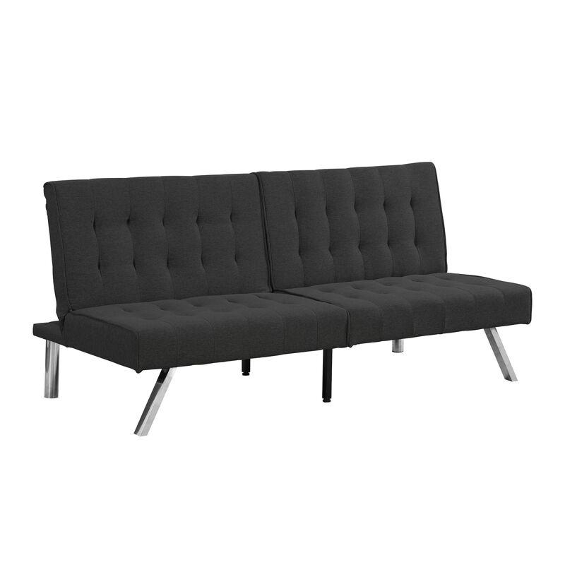 Wood Frame, Stainless Leg, Futon, Sofa Bed Black