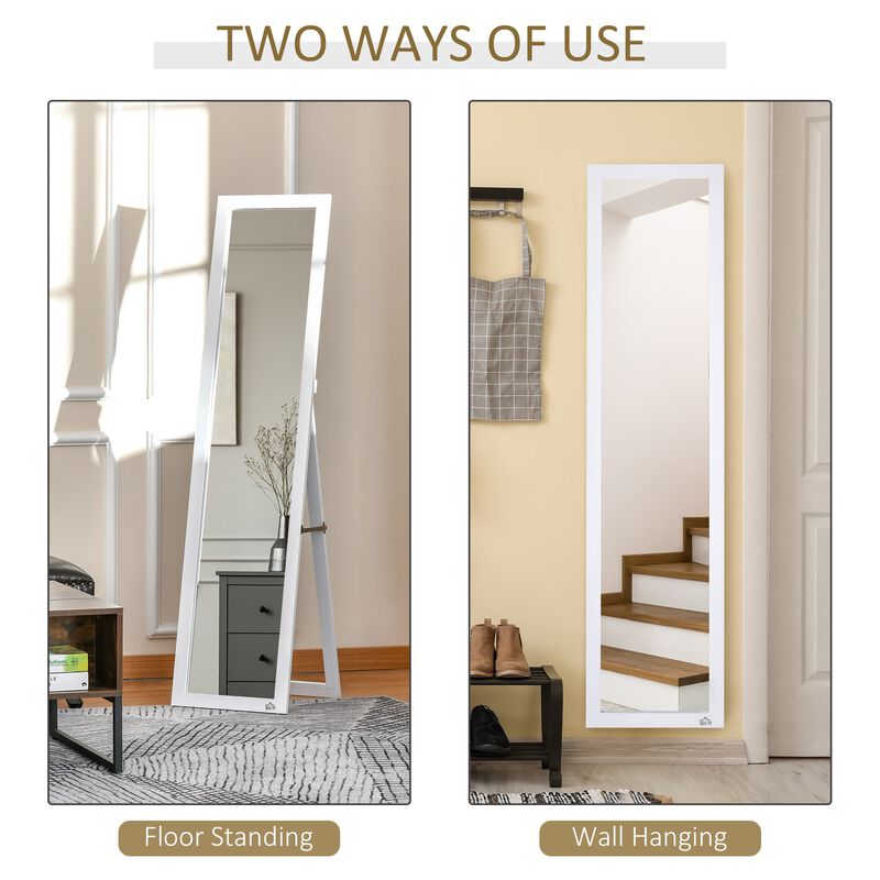 White Full-Length Mirror: Floor Standing or Wall-Mounted Rectangle