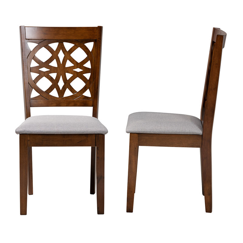 Baxton Studio Abigail Grey Fabric and Walnut Brown Finished Wood 2-Piece Dining Chair Set