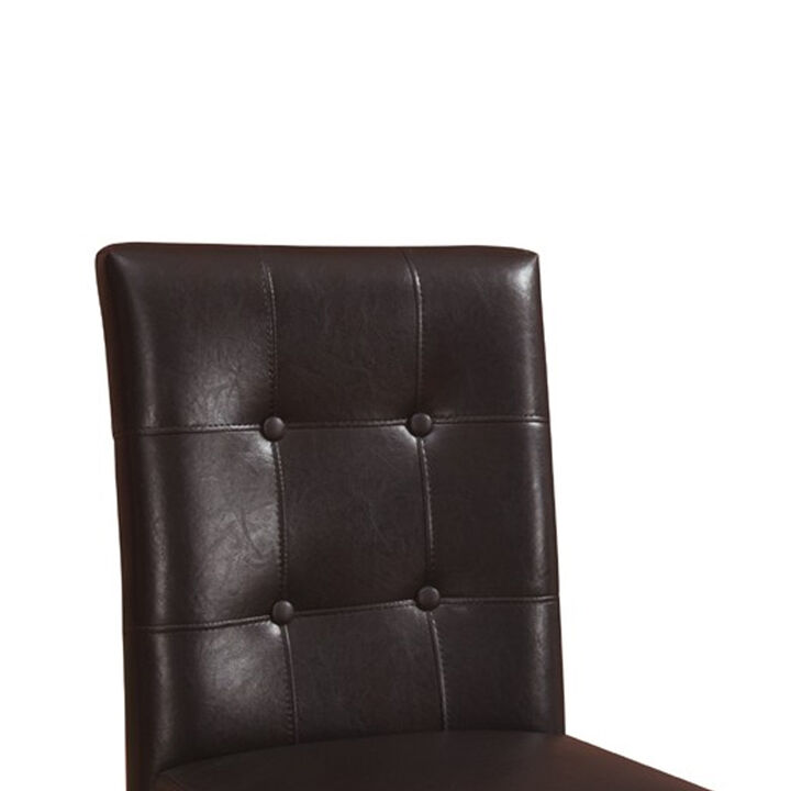 Wooden height chair With Button Tufted Back Set Of 2 Brown - Benzara
