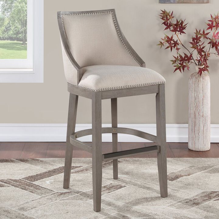 Keller Counter Height Stool 30" - Beige Fabric - Greywood Finish