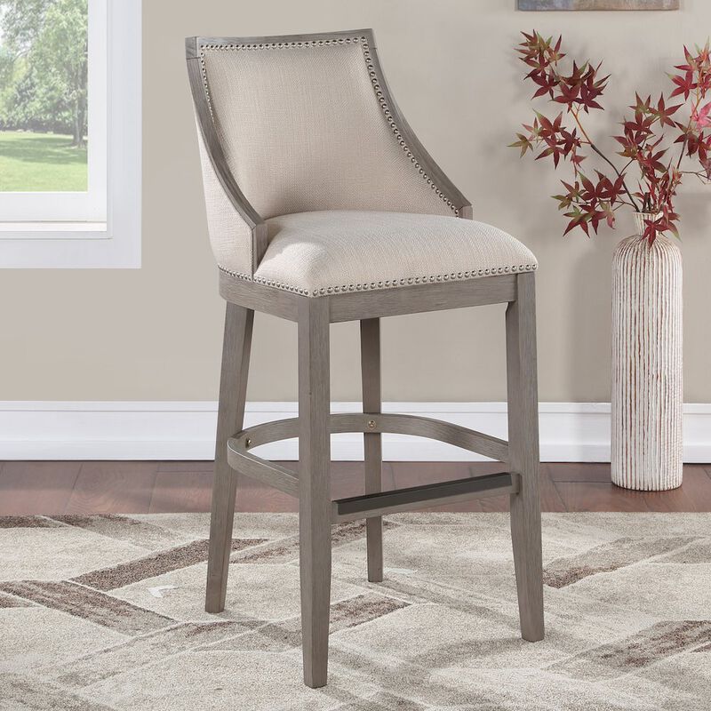 Keller Counter Height Stool 30" - Beige Fabric - Greywood Finish
