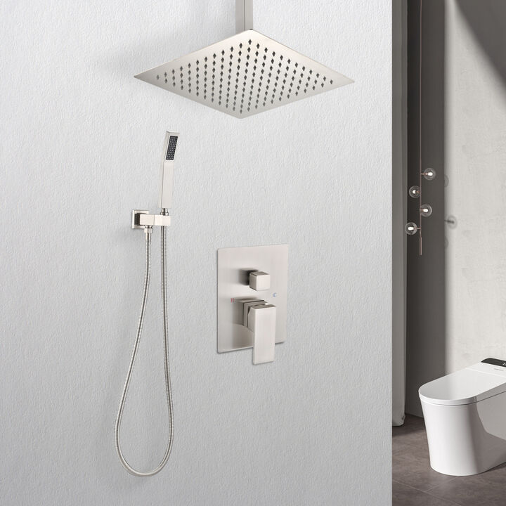 Ceiling Mounted Shower System Combo Set With Handheld And 10 Shower Head