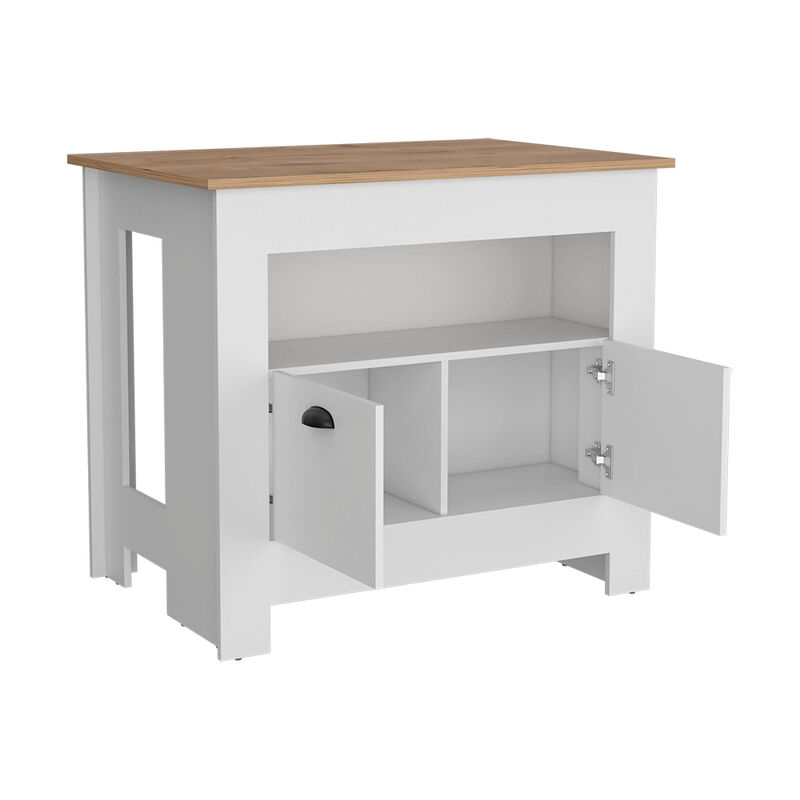 Kitchen Island Geneva, Kitchen, White / Macadamia