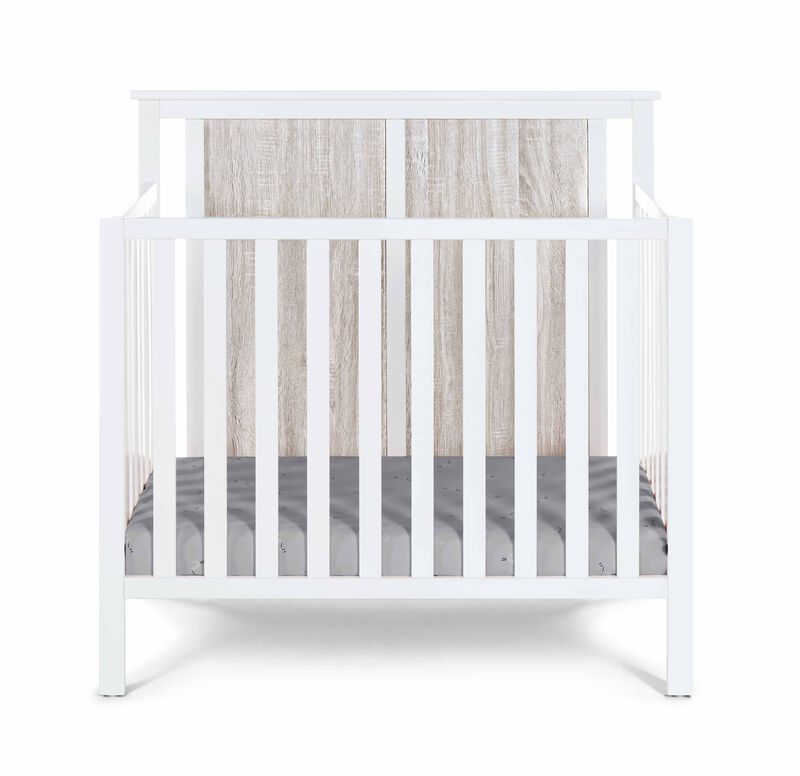 Suite Bebe Connelly Mini Crib White/Rockport Gray With Mattress Pad