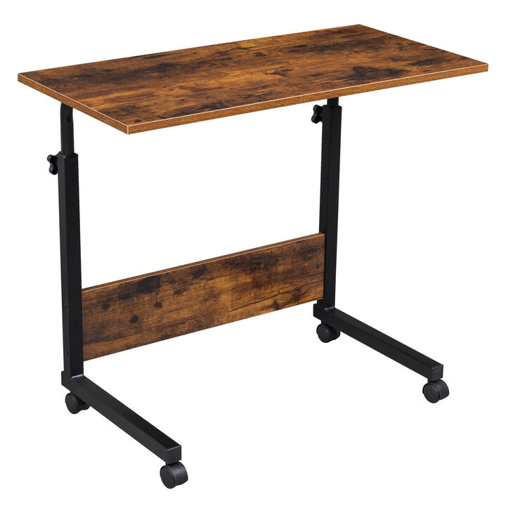 Adjustable Height Rolling Side Table, P2 15MM MDF & Steel with Baffle for Workspace