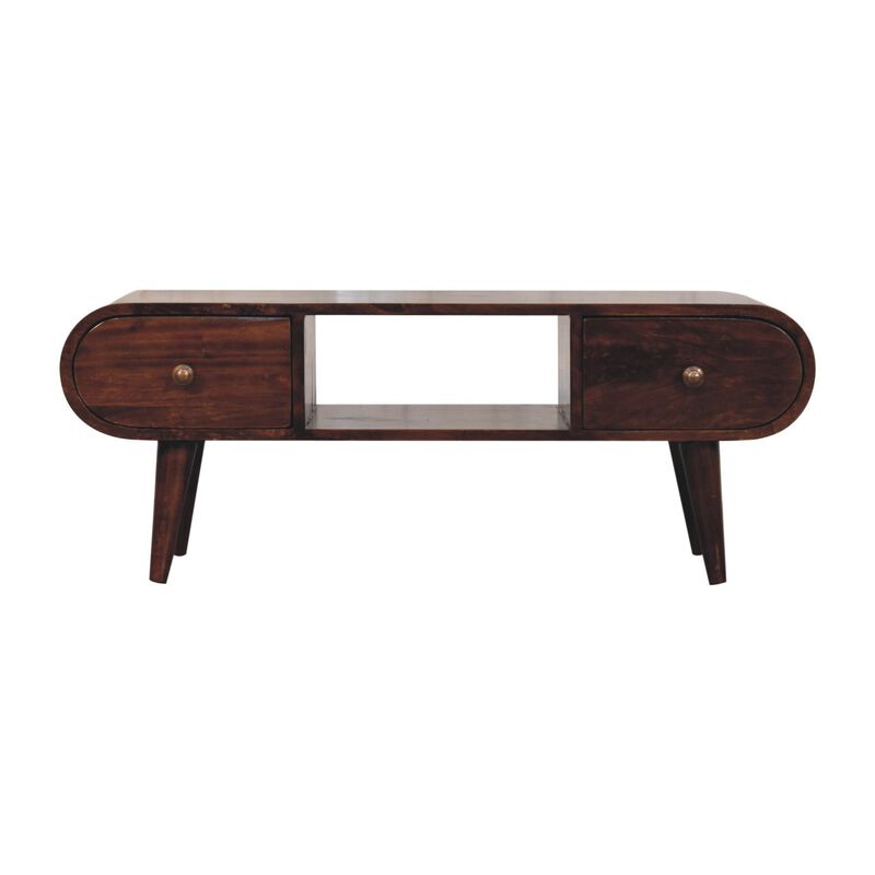 Artisan Furniture Solid Wood California Walnut Circular TV Unit