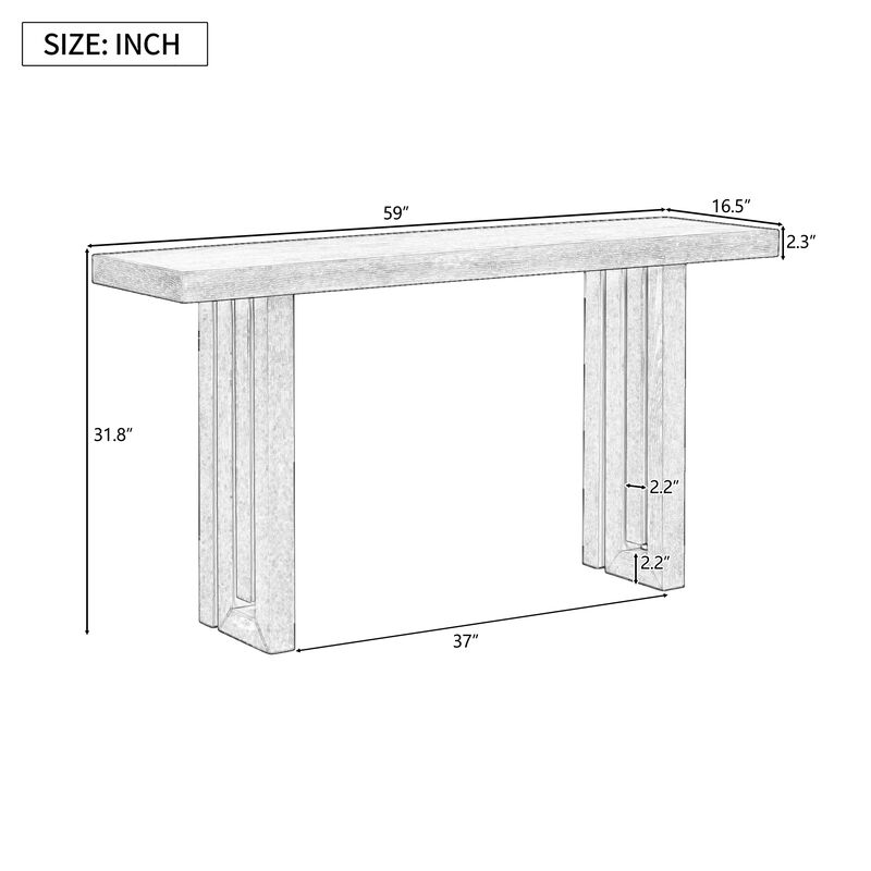 Merax ModernOak Veneer Rectangular Console Table