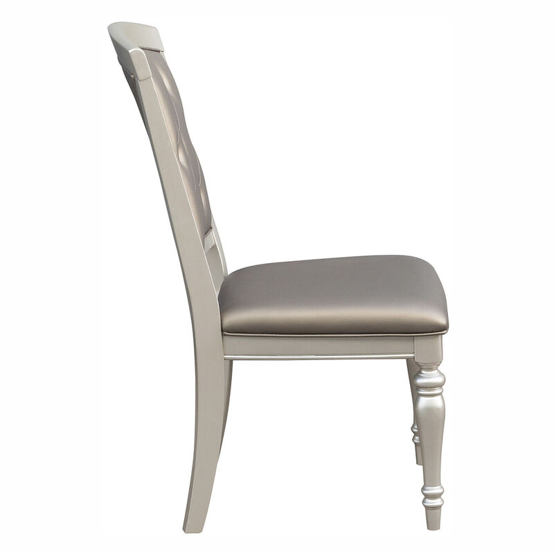 Silver Finish Crystal Tufted Upholstered Dining Chairs