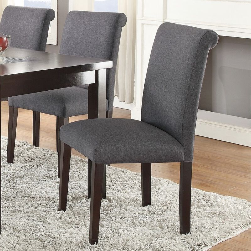 Blue Grey Polyfiber Dining Chairs Set Of 2