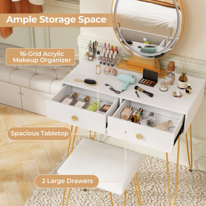 Hivvago Industrial Makeup Dressing Table with 3 Lighting Modes