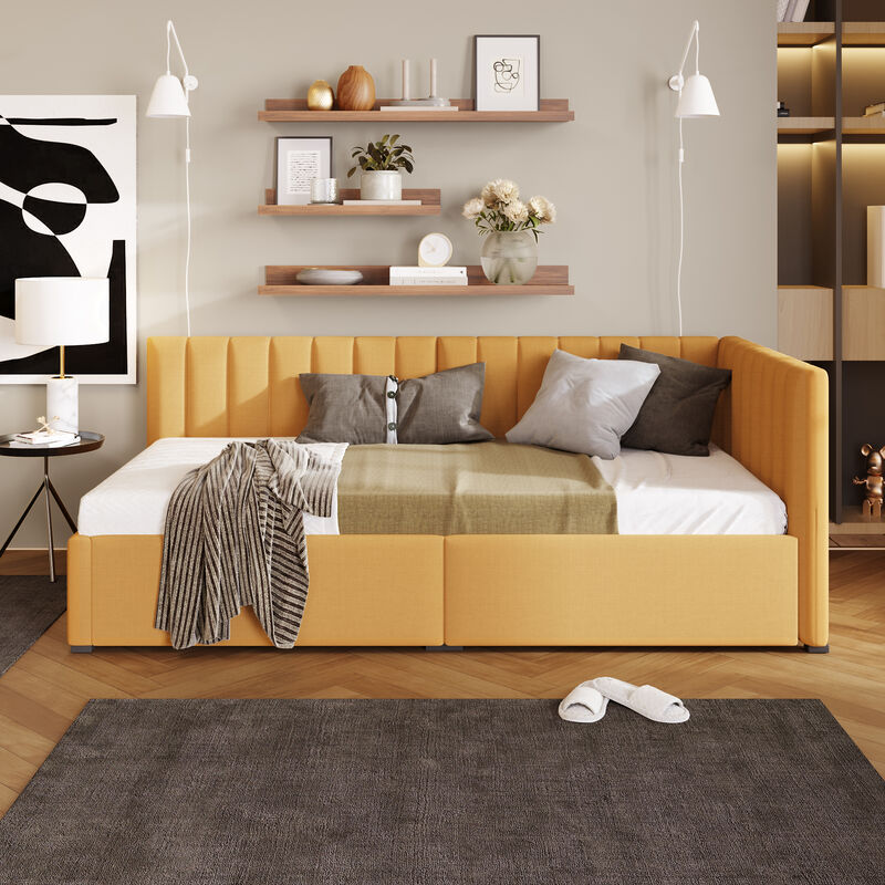 Upholstered Daybed with 2 Storage Drawers