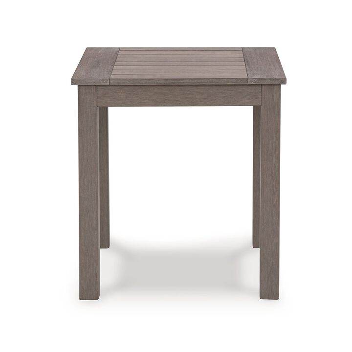 Karo 24 Inch Outdoor Side End Table, Slatted Top, Modern Style, Taupe Brown - Benzara