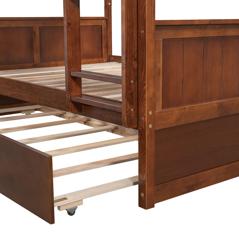 Merax Modern Solid Bunk Bed with Trundle