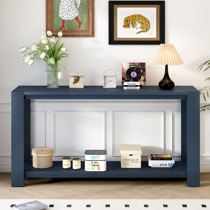 Merax Minimalist Console Table with Bottom Shelf