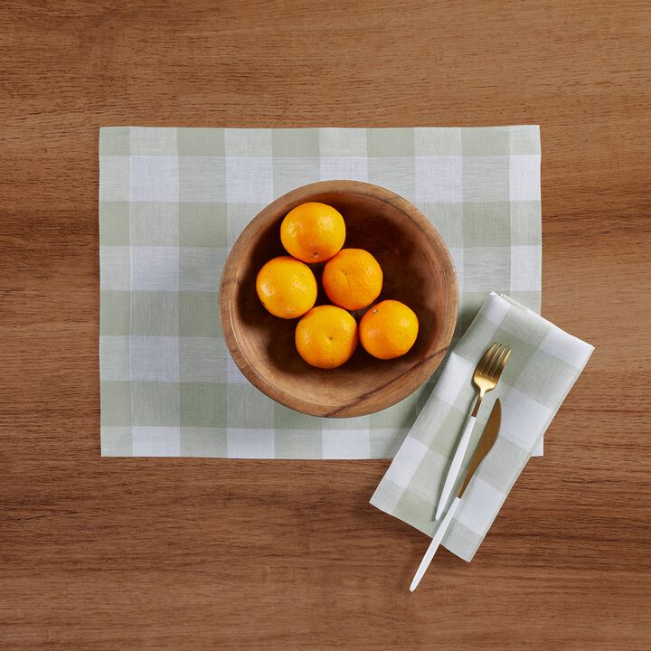 Solino Home 100% Pure Linen Buffalo Check Dinner Napkins 20 x 20 Inch Set of 4