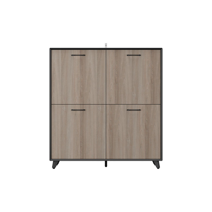 FUFU&GAGA 46.5" Four-Door Kitchen Pantry Cabinet with Adjustable Shelves, (43.3" W x 15.7" D x 46.5" H),Brown