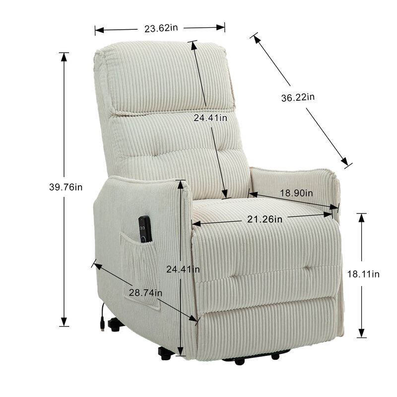 Mondawe Electric Recliner Chairs, Side Pocket Power Chaises Pocket Springs Seat Cushion