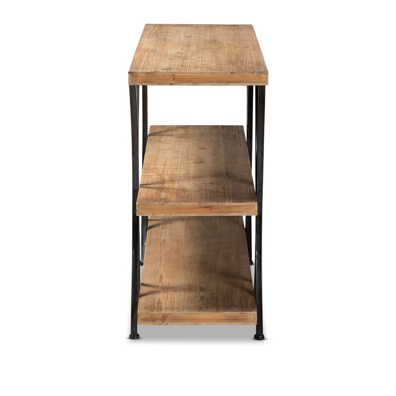 Baxton Studio Terrell Natural Brown Finished Wood And Black Finished Metal Console Table