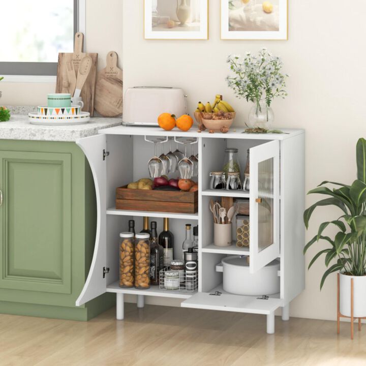 Hivvago Kitchen Sideboard with Glasses Holder for Living Room Dining Room