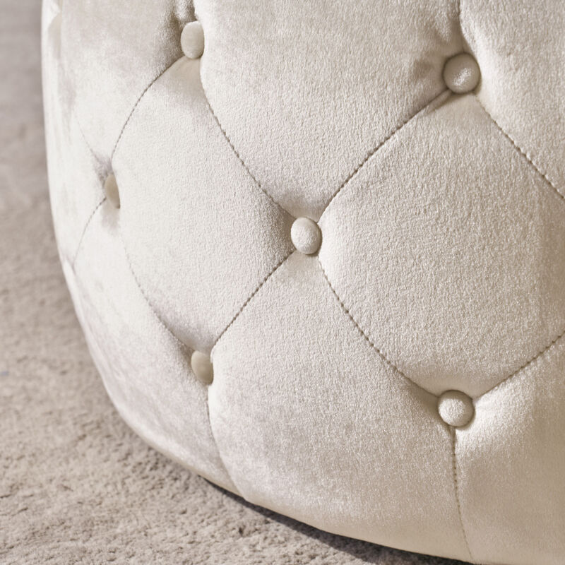 Merax Round Ottoman with Glass Top