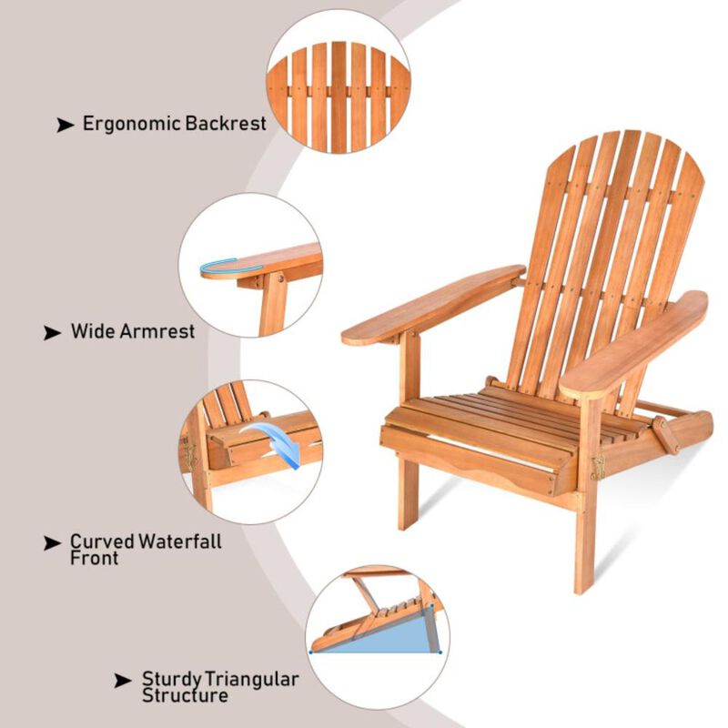 Hivvago Eucalyptus Chair Foldable Outdoor Wood Lounger Chair