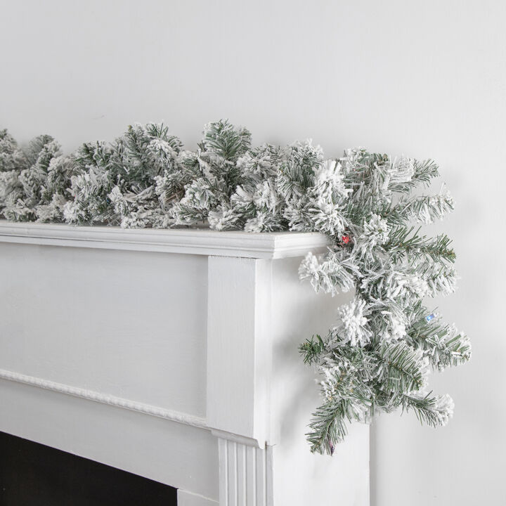 9' x 10" Pre-Lit Flocked Madison Pine Artificial Christmas Garland  Multi Lights