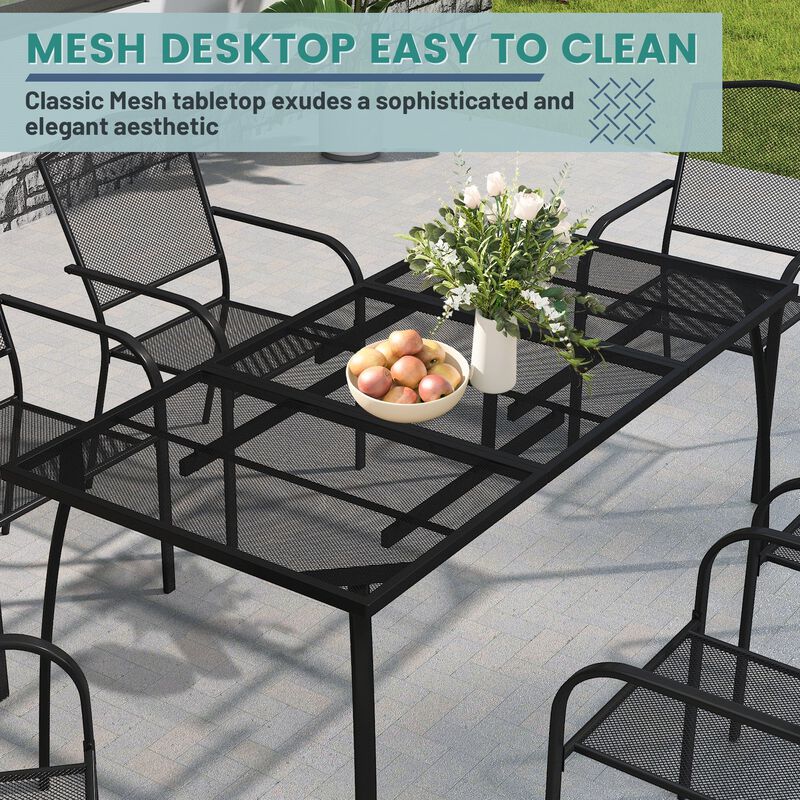 MONDAWE Extra Large Steel Mesh Table All-Weather Rectangle Dining Table  For Patios