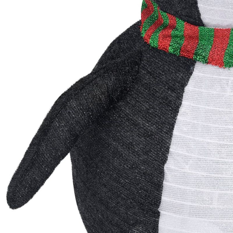 Mani Christmas Decor 4 ft Snow Penguin, 120 LED Light, White and Black - Benzara