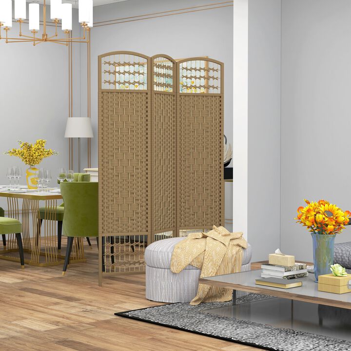 Natural Room Partition: 3-Panel Folding Wave Privacy Screen