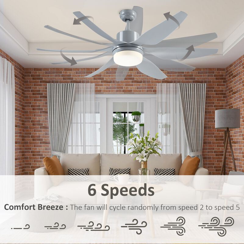 Grey Ceiling Illumination: 52" Fan with LED Light and Remote