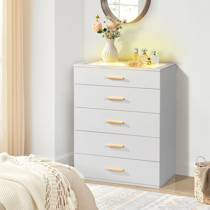 5-Drawer Cabinet with RGB Lights Stylish Storage with LED Lighting for Home or Office